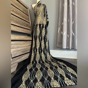 Black and Gold Embellished fabric